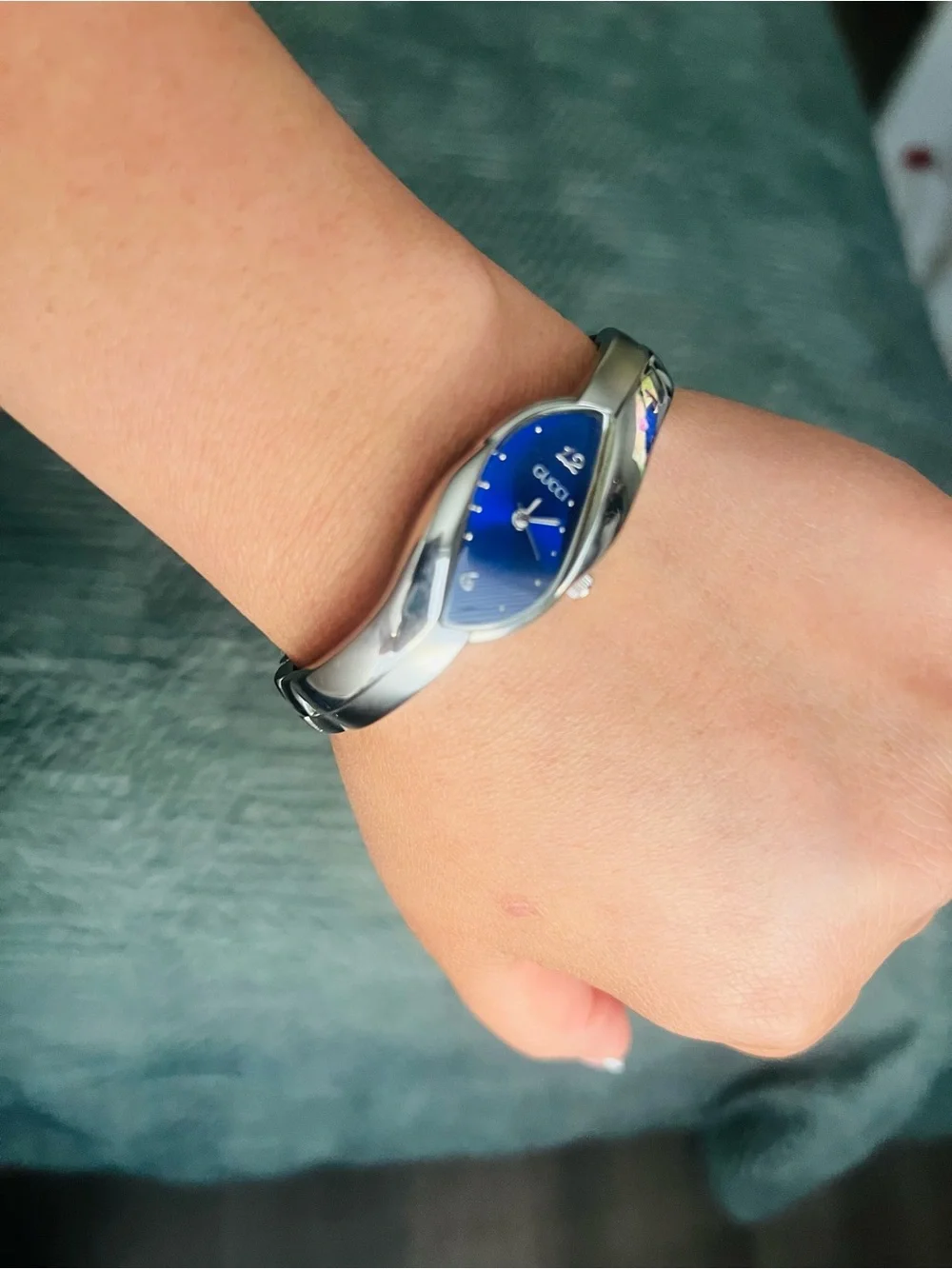 Gucci Silver Bracelet Watch with Deep Blue Dial